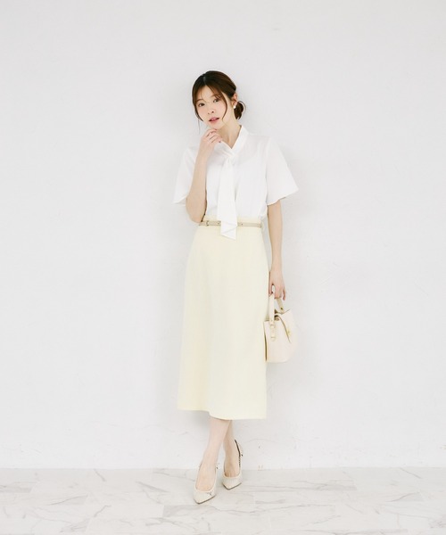 tocco closet（トッコ　クローゼット）の「ラッフルボウタイフレアスリーブブラウス（シャツ/ブラウス・レディース・ピンク/オフホワイト・M）」の4枚目の写真