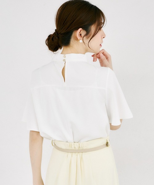 tocco closet（トッコ　クローゼット）の「ラッフルボウタイフレアスリーブブラウス（シャツ/ブラウス・レディース・ピンク/オフホワイト・M）」の7枚目の写真