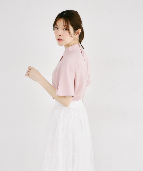tocco closet（トッコ　クローゼット）の「ラッフルボウタイフレアスリーブブラウス（シャツ/ブラウス・レディース・ピンク/オフホワイト・M）」の12枚目の写真
