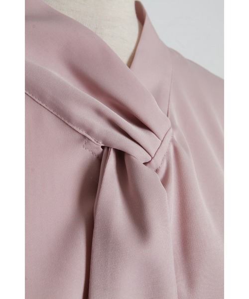 tocco closet（トッコ　クローゼット）の「ラッフルボウタイフレアスリーブブラウス（シャツ/ブラウス・レディース・ピンク/オフホワイト・M）」の21枚目の写真