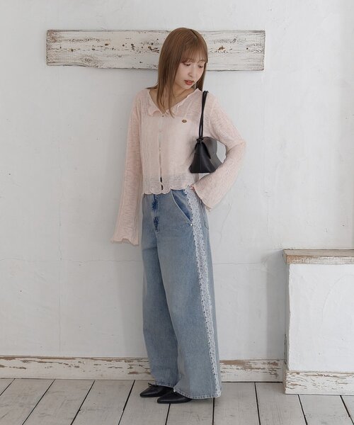 DISCOAT(ディスコート)の「【umm./新型登場♡】レース使いデニムワイドパンツ(その他パンツ・レディース・ブルー・LARGE/MEDIUM/SMALL)」の3枚目の写真