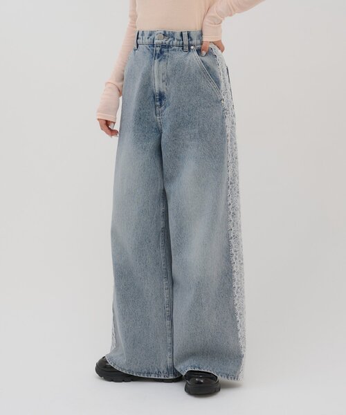 DISCOAT(ディスコート)の「【umm./新型登場♡】レース使いデニムワイドパンツ(その他パンツ・レディース・ブルー・LARGE/MEDIUM/SMALL)」の5枚目の写真