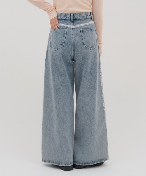 DISCOAT(ディスコート)の「【umm./新型登場♡】レース使いデニムワイドパンツ(その他パンツ・レディース・ブルー・LARGE/MEDIUM/SMALL)」の10枚目の写真