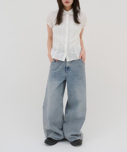 DISCOAT(ディスコート)の「【umm./新型登場♡】レース使いデニムワイドパンツ(その他パンツ・レディース・ブルー・LARGE/MEDIUM/SMALL)」の17枚目の写真