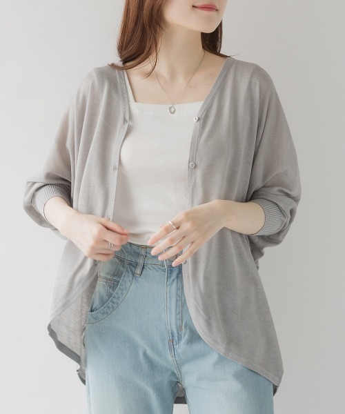 aity(アイティ)の「M-5L ロング丈ボレロカーディガン(カーディガン/ボレロ・レディース・ネイビー/グレー/オフホワイト/ブラック・M~L/4L~5L/LL~3L)」の4枚目の写真