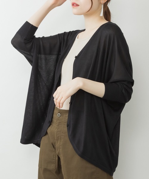 aity(アイティ)の「M-5L ロング丈ボレロカーディガン(カーディガン/ボレロ・レディース・ネイビー/グレー/オフホワイト/ブラック・M~L/4L~5L/LL~3L)」の11枚目の写真
