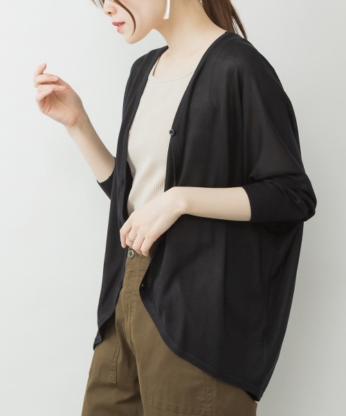 aity(アイティ)の「M-5L ロング丈ボレロカーディガン(カーディガン/ボレロ・レディース・ネイビー/グレー/オフホワイト/ブラック・M~L/4L~5L/LL~3L)」の12枚目の写真