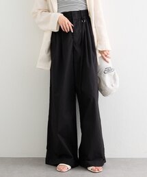 mystic | 【新色BRN/3サイズ展開/タックデザイン】ワイドベルトタックパンツ(その他パンツ)