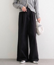 【4色/3サイズ展開/タックデザイン】ワイドベルトタックパンツ