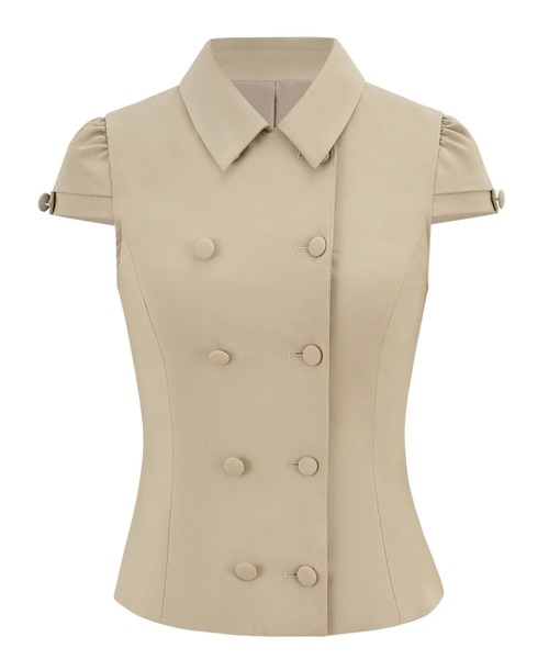 Short Sleeve Double Button Tops（シャツ/ブラウス）｜andwang