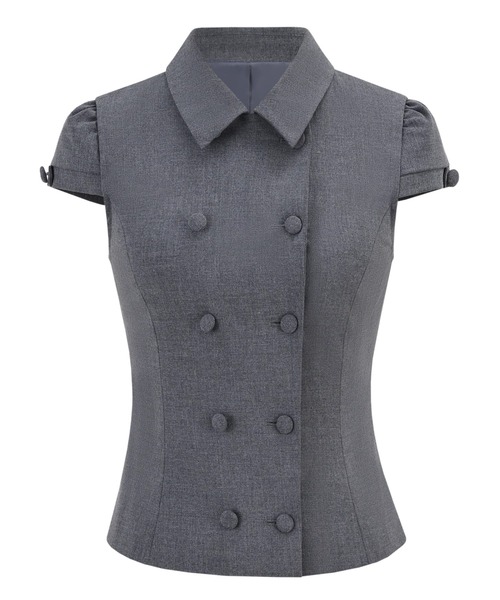 トップス andwang Short Sleeve Double Button Tops Short Sleeve Double Button Tops（シャツ/ブラウス）｜andwang