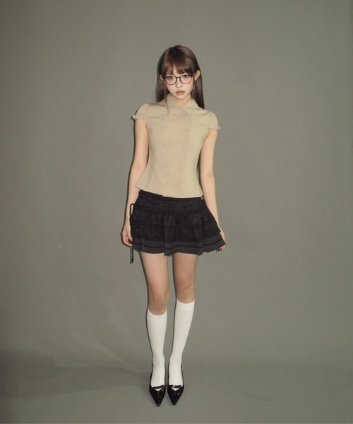 Short Sleeve Double Button Tops（シャツ/ブラウス）｜andwang