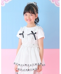 mezzo piano | カットワーク刺しゅうチュニック　半袖Tシャツセット(Tシャツ/カットソー)