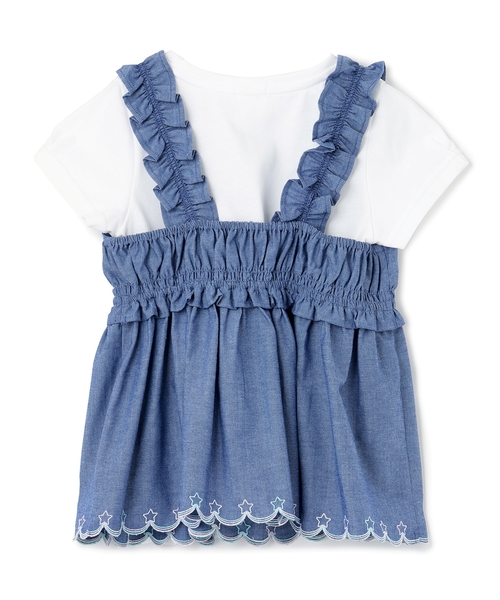 mezzo piano（メゾピアノ）の「カットワーク刺しゅうチュニック　半袖Tシャツセット（Tシャツ/カットソー・キッズ・ブルー/オフホワイト・140cm/130cm/120cm/110cm）」の14枚目の写真