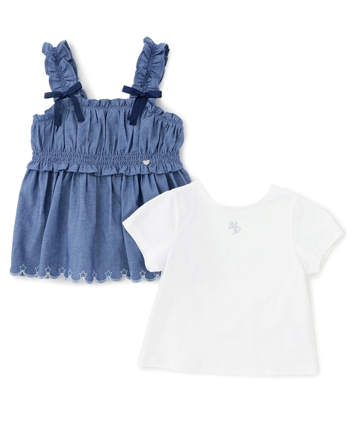 mezzo piano（メゾピアノ）の「カットワーク刺しゅうチュニック　半袖Tシャツセット（Tシャツ/カットソー・キッズ・ブルー/オフホワイト・140cm/130cm/120cm/110cm）」の13枚目の写真