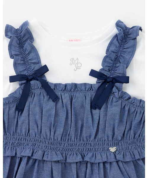 mezzo piano（メゾピアノ）の「カットワーク刺しゅうチュニック　半袖Tシャツセット（Tシャツ/カットソー・キッズ・ブルー/オフホワイト・140cm/130cm/120cm/110cm）」の12枚目の写真