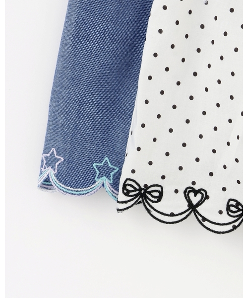 mezzo piano（メゾピアノ）の「カットワーク刺しゅうチュニック　半袖Tシャツセット（Tシャツ/カットソー・キッズ・ブルー/オフホワイト・140cm/130cm/120cm/110cm）」の9枚目の写真