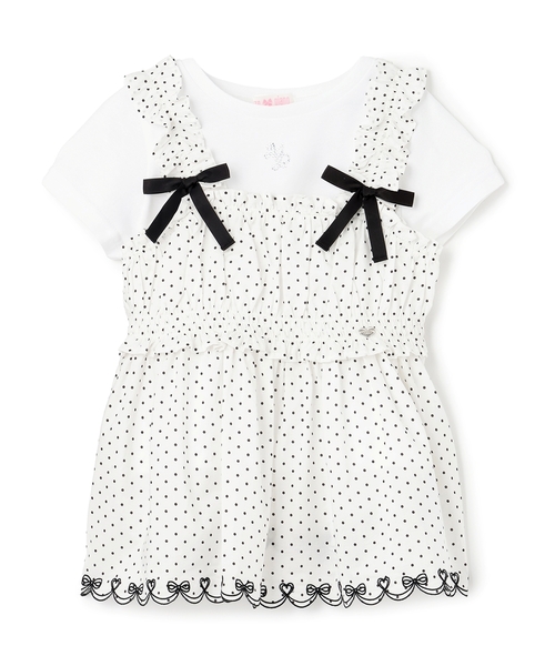 mezzo piano（メゾピアノ）の「カットワーク刺しゅうチュニック　半袖Tシャツセット（Tシャツ/カットソー・キッズ・ブルー/オフホワイト・140cm/130cm/120cm/110cm）」の17枚目の写真