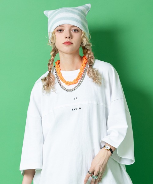 a.p.o.v.(エーピーオービー)の「a.p.o.v. グラフィックサークルバックプリントフロントパイピングラインオーバーサイズTシャツ(Tシャツ/カットソー・メンズ・ホワイト/ブラック・ONESIZE)」の8枚目の写真
