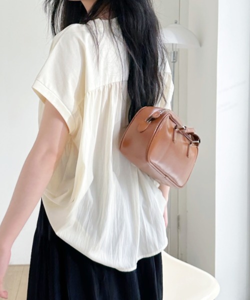 Ada.（エイダ）の「フロントギャザー ビスチェ風 フレンチスリーブカットソー（Tシャツ/カットソー・レディース・アイボリー/ブラック/ホワイト・FREE）」の19枚目の写真