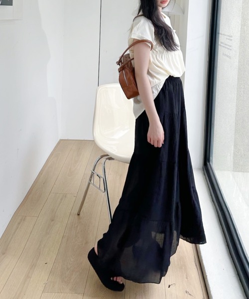 Ada.（エイダ）の「フロントギャザー ビスチェ風 フレンチスリーブカットソー（Tシャツ/カットソー・レディース・アイボリー/ブラック/ホワイト・FREE）」の22枚目の写真