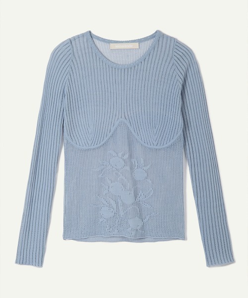 leinwande(ラインヴァンド)の「【leinwande】Blueberry Lace Top / ブルーベリーレーストップ(Tシャツ/カットソー・レディース・レッド系/White/ブルー/ブラック系・ONE SIZE)」の1枚目の写真