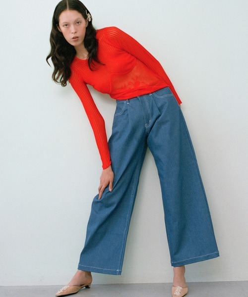 leinwande(ラインヴァンド)の「【leinwande】Blueberry Lace Top / ブルーベリーレーストップ(Tシャツ/カットソー・レディース・レッド系/White/ブルー/ブラック系・ONE SIZE)」の9枚目の写真