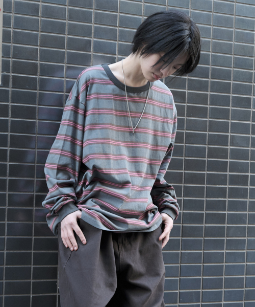 SUPERSUB(スーパーサブ)の「ピグメントストライプリンガー長袖Tシャツ - ピンク(Tシャツ/カットソー・レディース・その他・SMALL/MEDIUM/LARGE)」の5枚目の写真