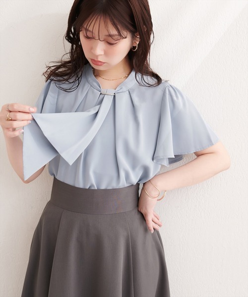 natural couture(ナチュラルクチュール)の「ゴールドバー付きボウタイブラウス(シャツ/ブラウス・レディース・その他2/その他1/ネイビー/ピンクベージュ/ブルー/グレー/オフホワイト/ドット・FREE)」の22枚目の写真