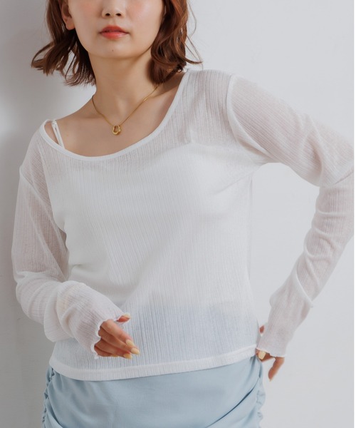 RETRO GIRL(レトロガール)の「バックオープンシアーカットソー(Tシャツ/カットソー・レディース・ブラック/パープル/ブルー/オフホワイト・FREE)」の2枚目の写真
