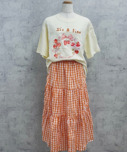 Sibra(シブラ)の「夏らしい彩りを纏う。カラーチェックティアードスカート(スカート・レディース・オレンジ/グリーン/イエロー・M)」の16枚目の写真