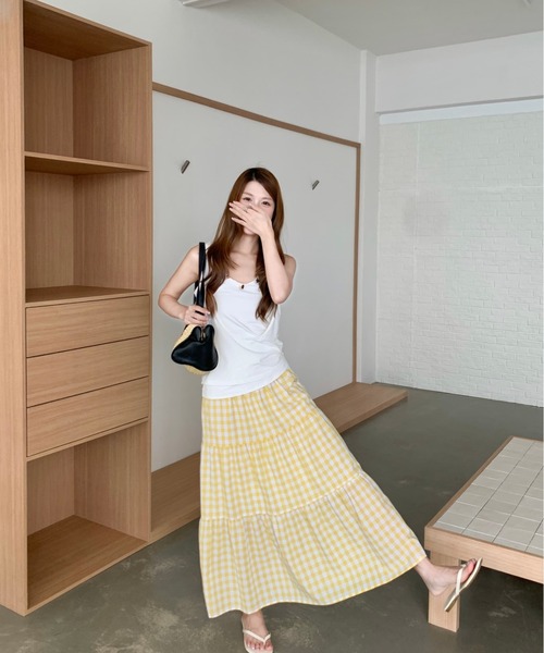 Sibra(シブラ)の「夏らしい彩りを纏う。カラーチェックティアードスカート(スカート・レディース・オレンジ/グリーン/イエロー・M)」の21枚目の写真