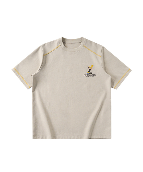 BUTTON SEOUL(ボタンソウル)の「ランライクグラフィックショートスリーブ (2カラー)(Tシャツ/カットソー・メンズ・チャコール/アイボリー・MEDIUM/X-LARGE/LARGE)」の1枚目の写真