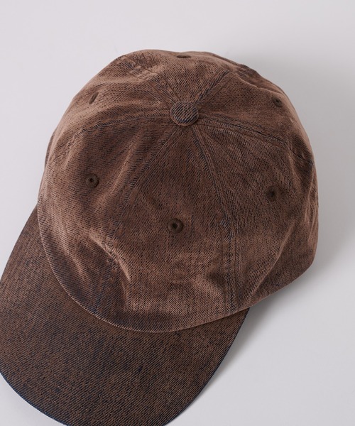 KIJIMA TAKAYUKI(キジマ タカユキ)の「【KIJIMA TAKAYUKI】別注 FLOCKY PRINTED DENIM 6PANEL CAP(キャップ・メンズ・ブラウン・FREE)」の3枚目の写真
