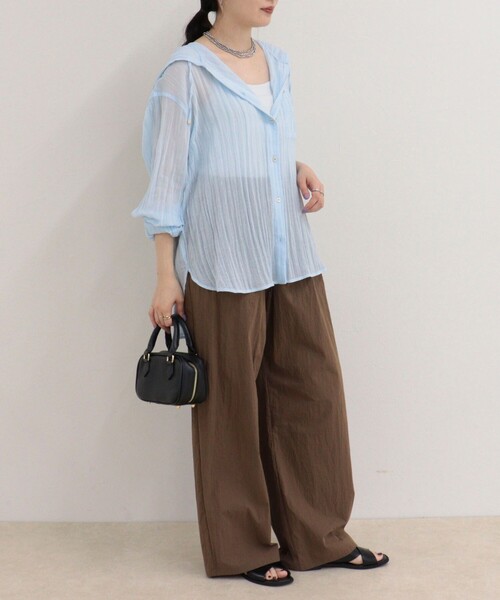 fredy emue（フレディエミュ）の「リネン混楊柳フーディシャツ（シャツ/ブラウス・レディース・ミント/ブラック/サックスブルー/オフホワイト・38）」の22枚目の写真