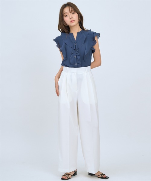 AND COUTURE（アンドクチュール）の「2タックワイドパンツ（その他パンツ・レディース・ブラック/ホワイト/キャメル・SMALL/MEDIUM）」の2枚目の写真