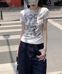 【 MEMECLE / メメクル 】レタリングプリント パンクTシャツ