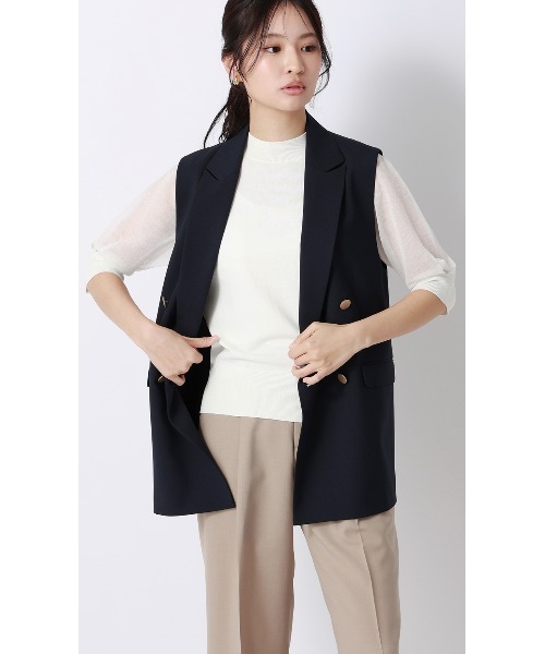 AOYAMA(アオヤマ)の「ハイネックシアースリーブニット【涼】【5分袖】(ニット/セーター・レディース・グレー/ホワイト/ピンク/ネイビー・S/M/L)」の5枚目の写真