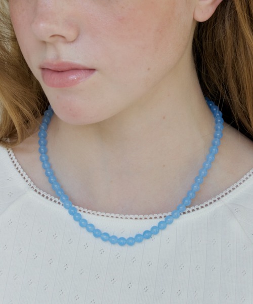 clear blue beads necklace / クリアブルービーズネックレス