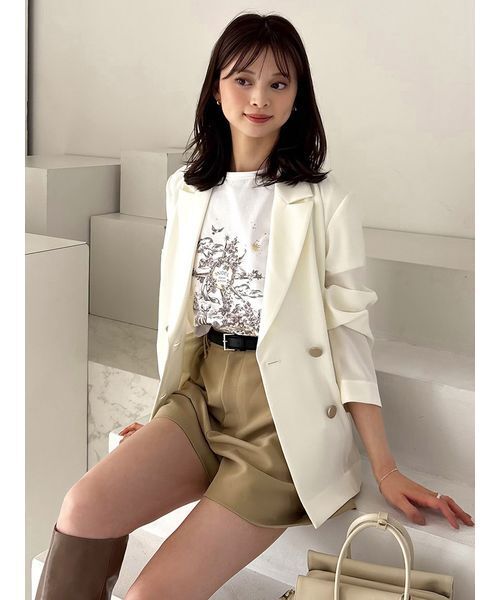 SNIDEL(スナイデル)の「【Washable】ジャケット(テーラードジャケット・レディース・ブラウン/ネイビー/アイボリー/ダークネイビー・0/1)」の2枚目の写真