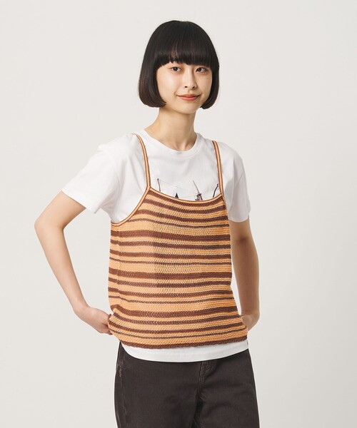 BEAUTY&YOUTH UNITED ARROWS(ビューティーアンドユースユナイテッドアローズ)の「コットン メッシュ ボーダー キャミソール(キャミソール・レディース・ダークブラウン/ブラック・FREE)」の1枚目の写真