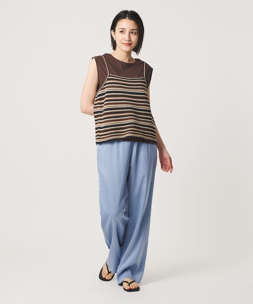 BEAUTY&YOUTH UNITED ARROWS(ビューティーアンドユースユナイテッドアローズ)の「コットン メッシュ ボーダー キャミソール(キャミソール・レディース・ダークブラウン/ブラック・FREE)」の5枚目の写真