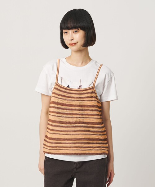 BEAUTY&YOUTH UNITED ARROWS(ビューティーアンドユースユナイテッドアローズ)の「コットン メッシュ ボーダー キャミソール(キャミソール・レディース・ダークブラウン/ブラック・FREE)」の6枚目の写真