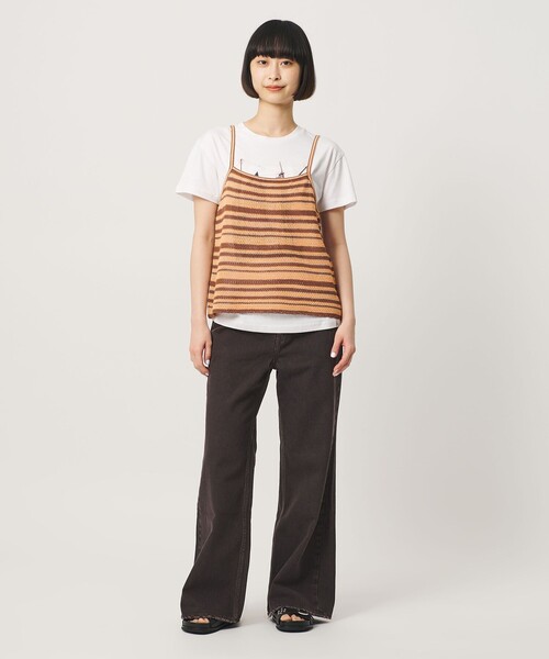 BEAUTY&YOUTH UNITED ARROWS(ビューティーアンドユースユナイテッドアローズ)の「コットン メッシュ ボーダー キャミソール(キャミソール・レディース・ダークブラウン/ブラック・FREE)」の7枚目の写真