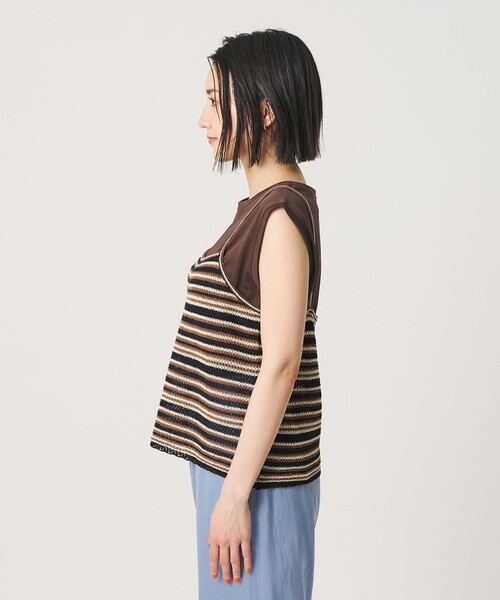 BEAUTY&YOUTH UNITED ARROWS(ビューティーアンドユースユナイテッドアローズ)の「コットン メッシュ ボーダー キャミソール(キャミソール・レディース・ダークブラウン/ブラック・FREE)」の9枚目の写真