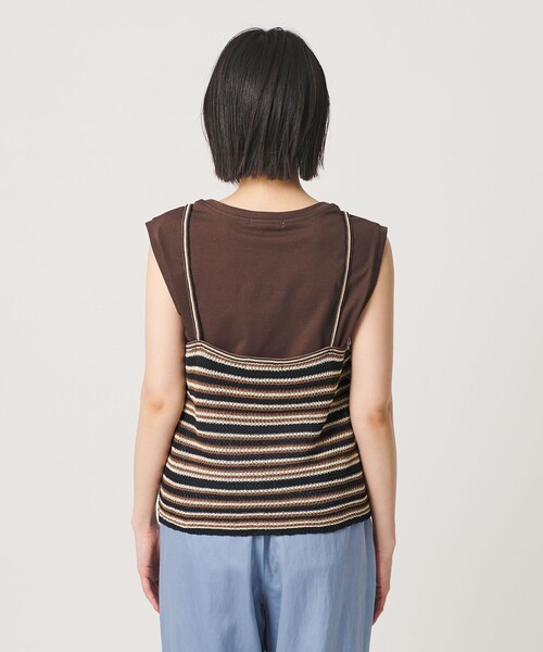 BEAUTY&YOUTH UNITED ARROWS(ビューティーアンドユースユナイテッドアローズ)の「コットン メッシュ ボーダー キャミソール(キャミソール・レディース・ダークブラウン/ブラック・FREE)」の10枚目の写真