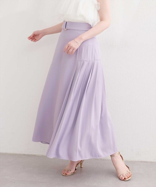 natural couture（ナチュラルクチュール）の「アシメタックデザインフレアスカート（スカート・レディース・ラベンダー/ブルー/チャコールグレー/オフホワイト・FREE）」の4枚目の写真