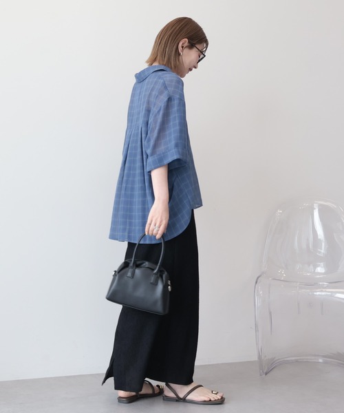 AMERICAN HOLIC（アメリカンホリック）の「【イージーケア】スキッパーチェックシャツ（シャツ/ブラウス・レディース・ベージュ/ブラック/ブルー・FREE）」の15枚目の写真