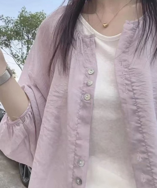 mielu(ミエル)の「エアリーシアーシャツブラウス(シャツ/ブラウス・レディース・イエロー/ホワイト/グリーン/ブルー/パープル・MEDIUM/LARGE)」の4枚目の写真