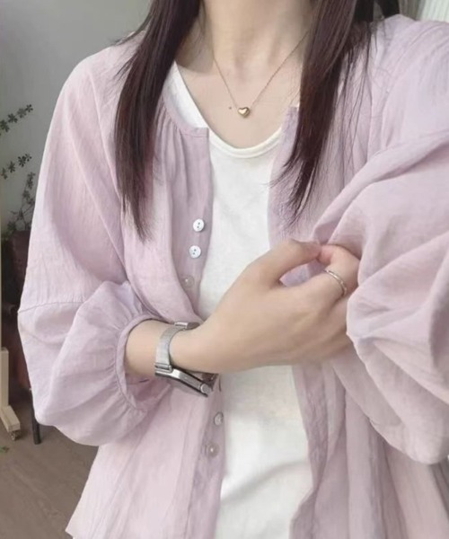 mielu(ミエル)の「エアリーシアーシャツブラウス(シャツ/ブラウス・レディース・イエロー/ホワイト/グリーン/ブルー/パープル・MEDIUM/LARGE)」の8枚目の写真